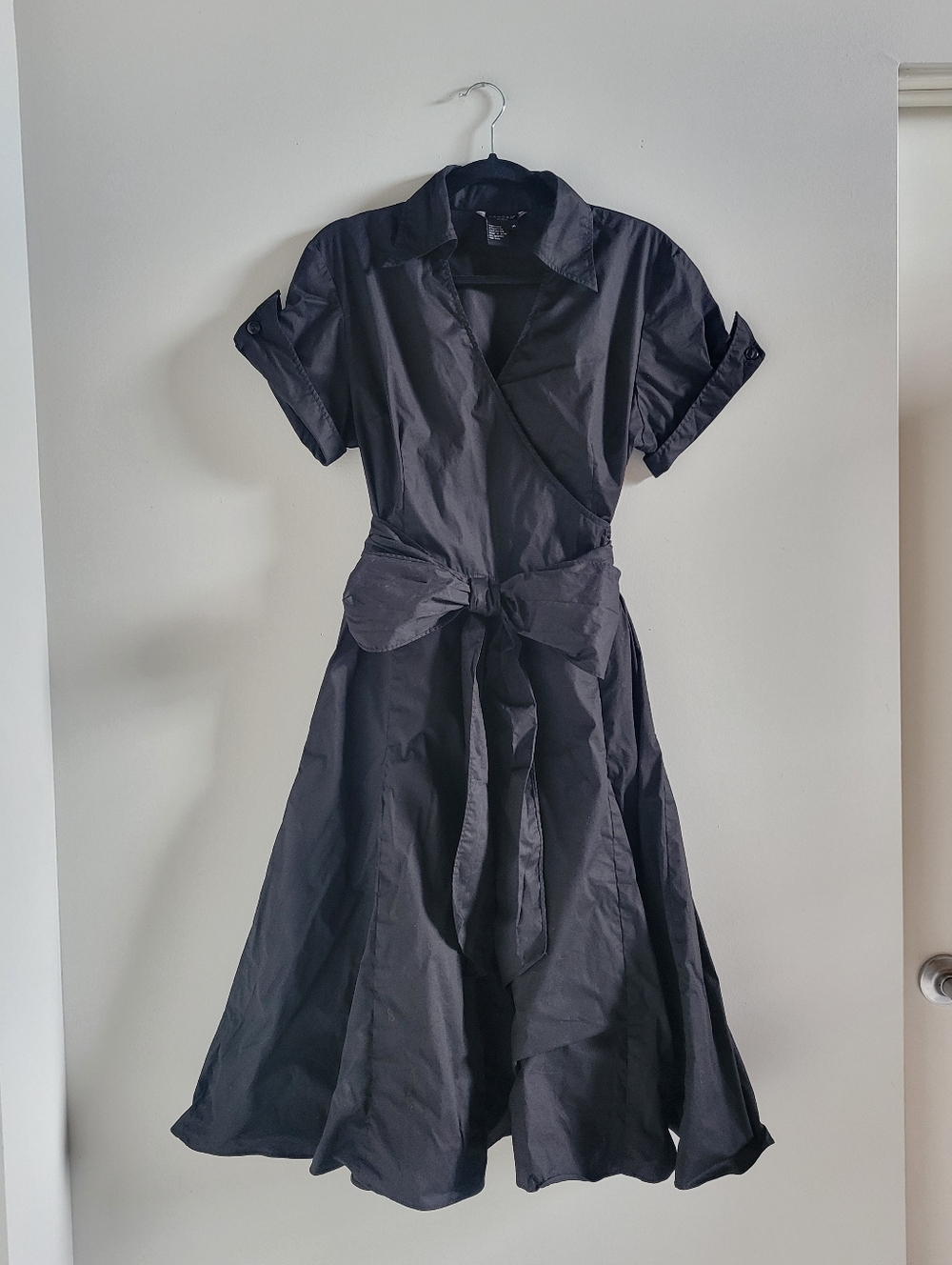 Sandro Sportswear Wrap Fit & Flair Black Dress Womens Size 16 (L/XL)
